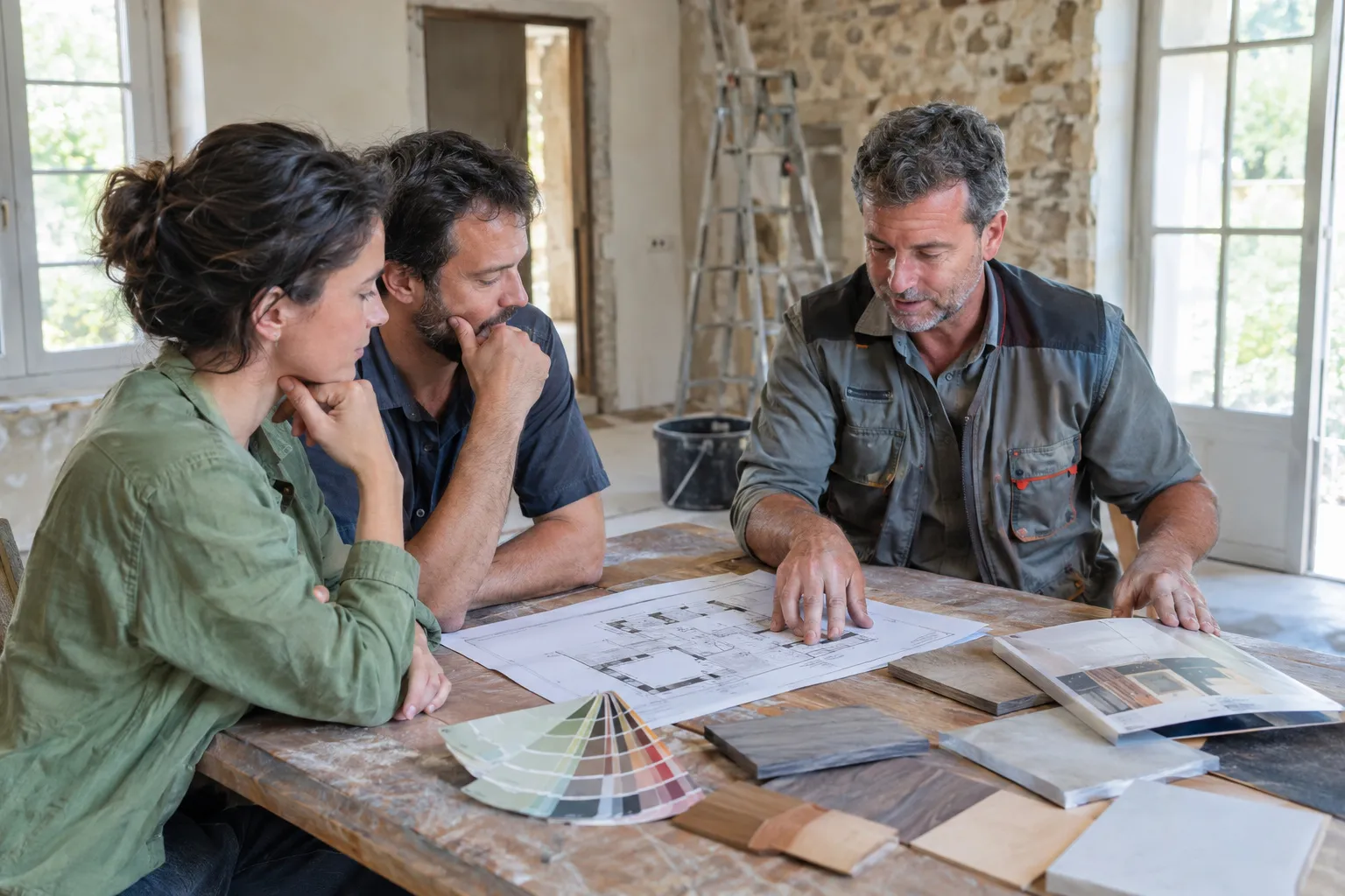 L’étude du projet : plans, échantillons et explications données au couple